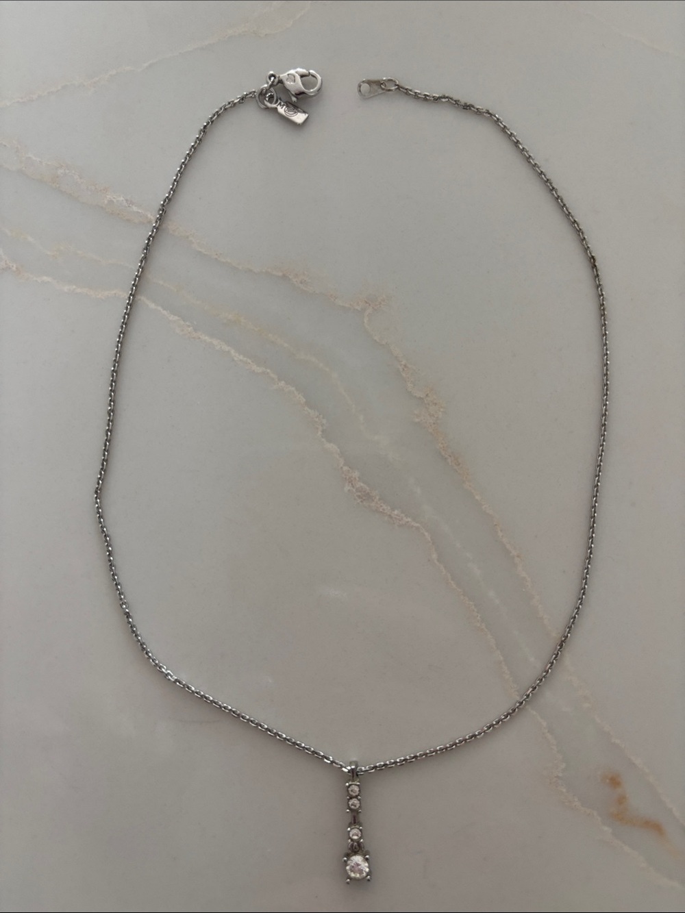 Swarovski Silver Necklace with Clear Crystal Drop